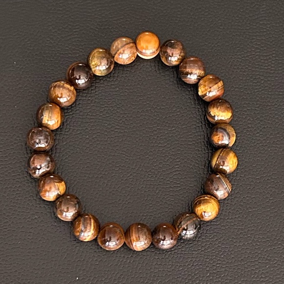Natural Crystal Tiger Eye 8mm Gemstone Stretch Bracelet 7” - Picture 4 of 4